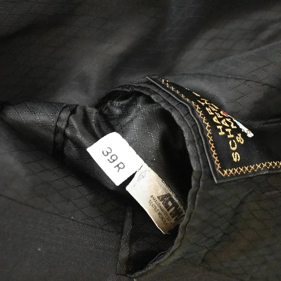 Hart Schaffner Marx 39R 40R 32x30 Black Stripe 100% Wool Mens Jacket Pants Suit